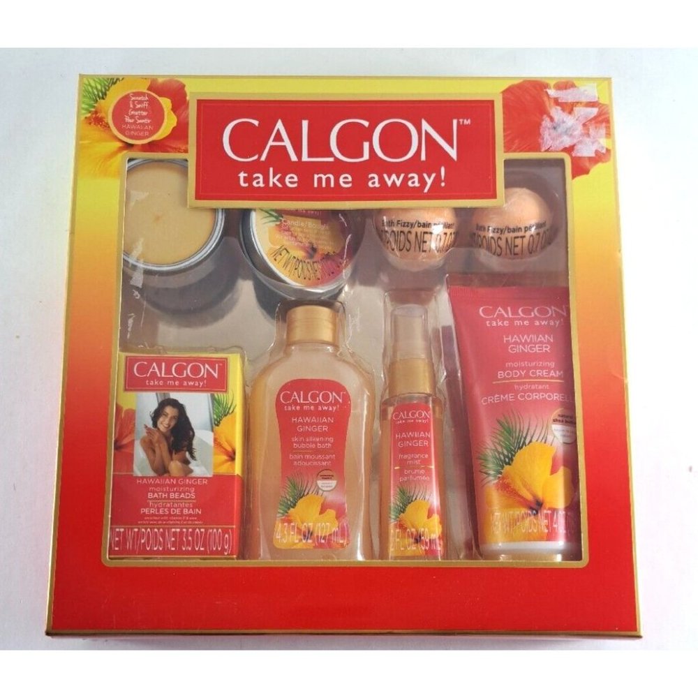Calgon Gift Set NWT NEW Hawaiian Ginger Fragrance Mist Body Cream Candle Bath